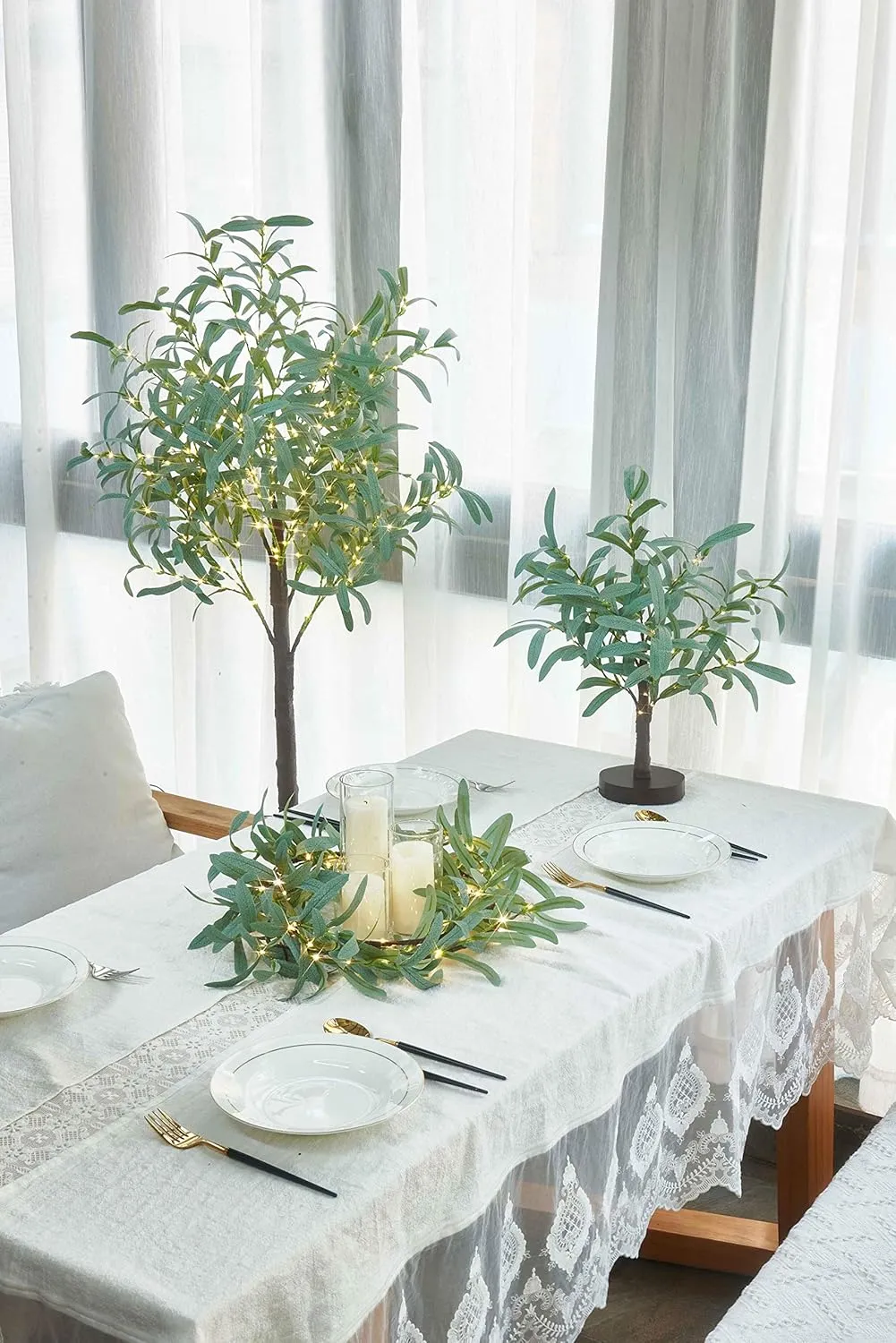 LITBLOOM Lighted Olive Garland Battery Operated with Timer 96 Fairy Lights 6FT, Artificial Greenery Twig Vine Lights for Christmas Spring Fireplace Mantle Decoration Indoor Outdoor