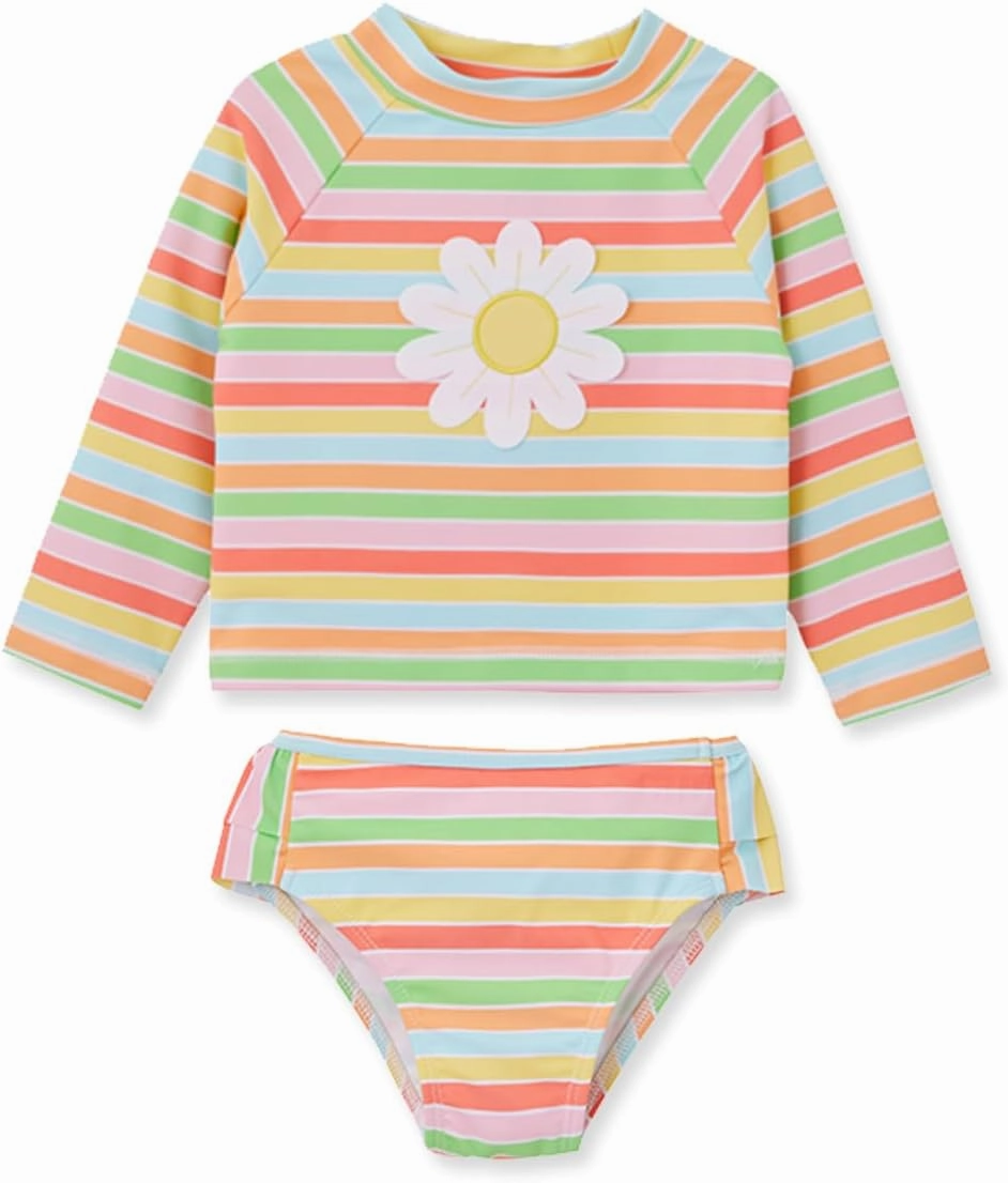 Little Me Baby Girl's Two-Piece UPF  50 Sun Protection Rash Guard Set