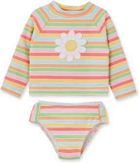 Little Me Baby Girl's Two-Piece UPF  50 Sun Protection Rash Guard Set