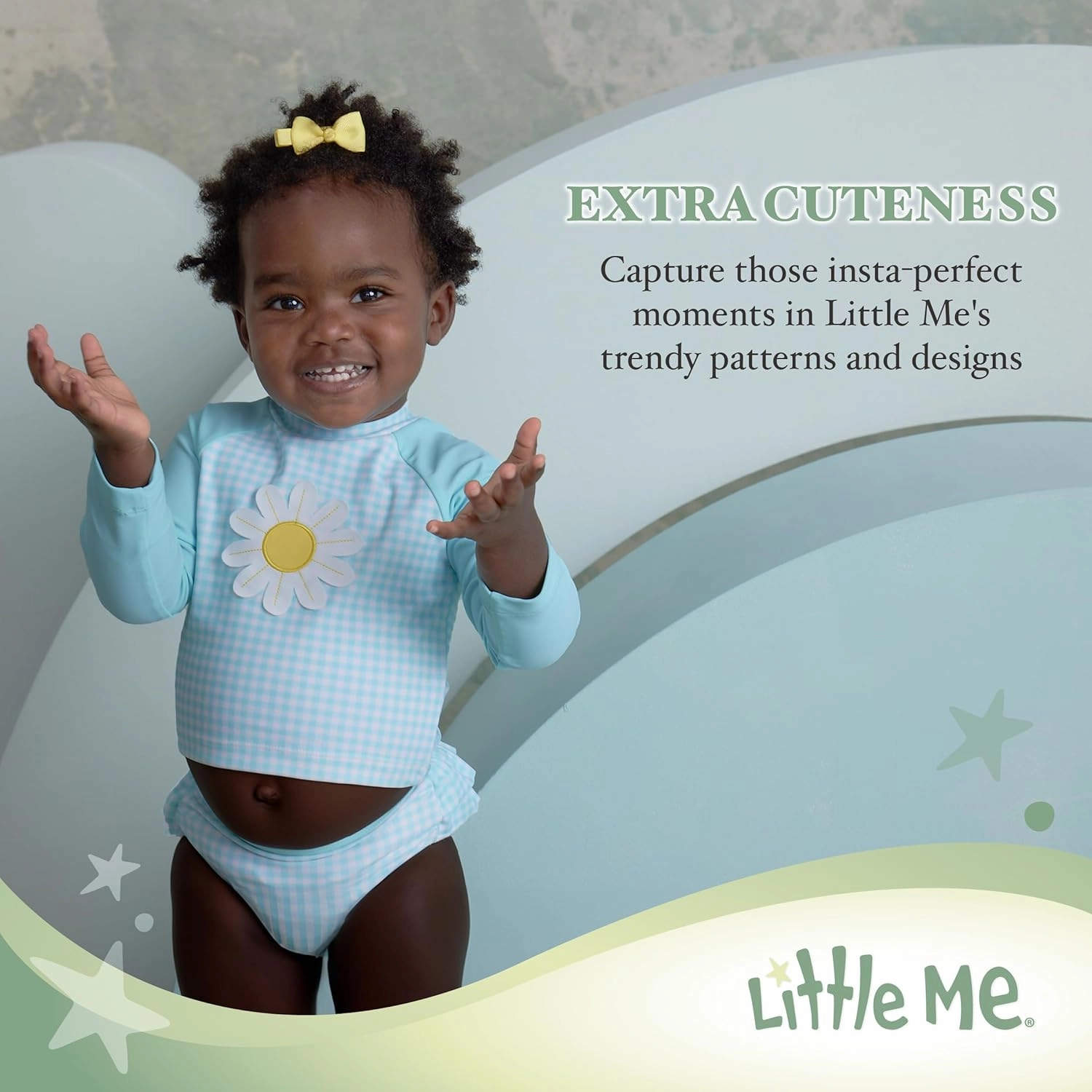 Little Me Baby Girl's Two-Piece UPF  50 Sun Protection Rash Guard Set