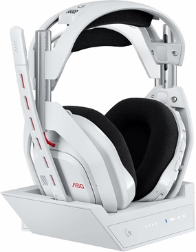 Logitech G Astro A50 Omni-Platform Wireless Gaming Headset   Base Station for PS5, Xbox, PC: PLAYSYNC Audio Switcher, <16 bit/48kHz (Console), <24 bit/48 kHz (PC), 24hr Battery, 2.4GHz & BT - White