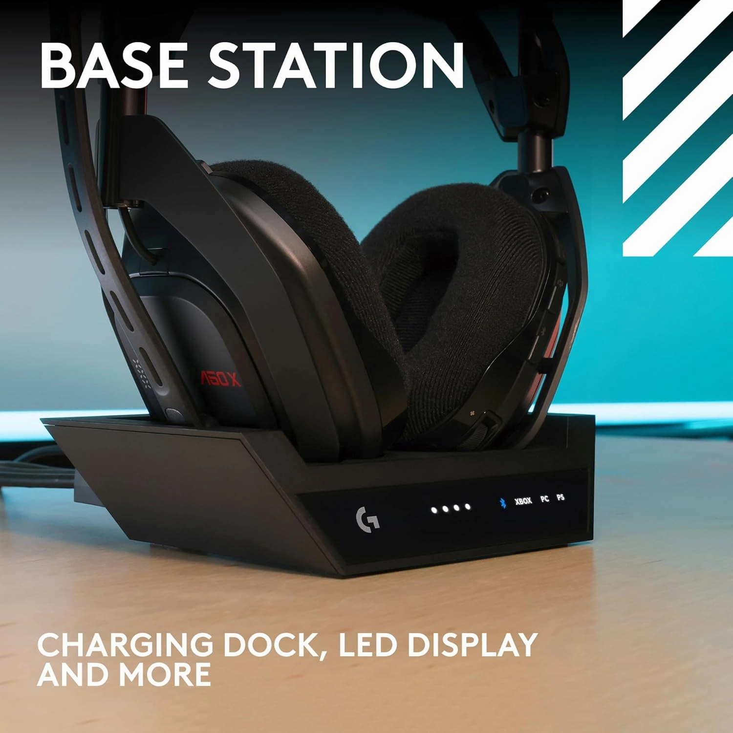 Logitech G Astro A50 X Omni-Platform Wireless Gaming Headset   Base Station for PS5, Xbox, PC: PLAYSYNC Video & Audio Switcher, HDMI 2.1 4K 120Hz VRR, <24 bit/48 kHz, 24hr Battery, 2.4GHz & BT - Black