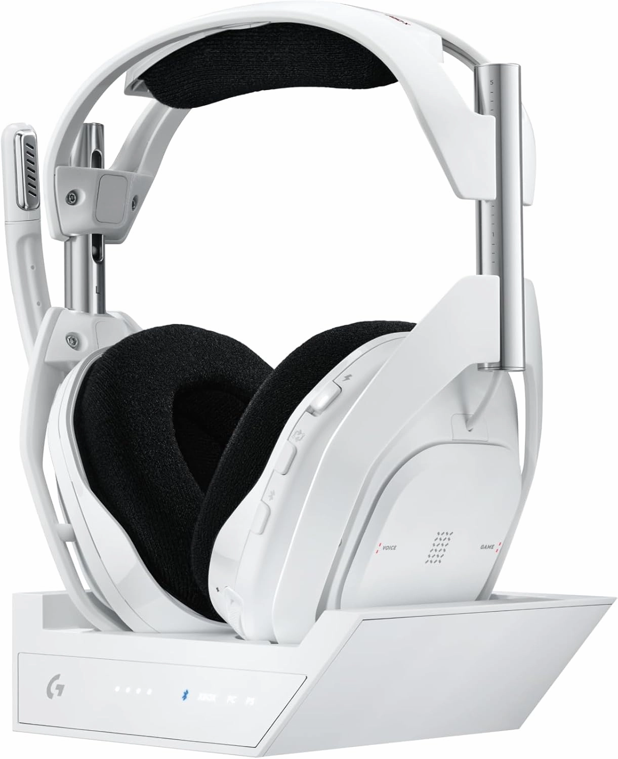 Logitech G Astro A50 X Omni-Platform Wireless Gaming Headset   Base Station for PS5, Xbox, PC: PLAYSYNC Video & Audio Switcher, HDMI 2.1 4K 120Hz VRR, <24 bit/48 kHz, 24hr Battery, 2.4GHz & BT - White
