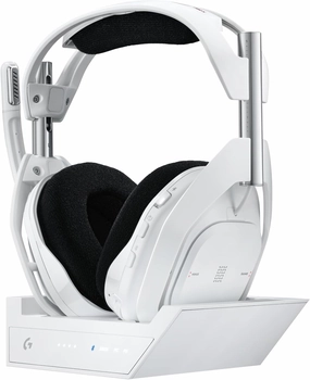 Logitech G Astro A50 X Omni-Platform Wireless Gaming Headset   Base Station for PS5, Xbox, PC: PLAYSYNC Video & Audio Switcher, HDMI 2.1 4K 120Hz VRR, <24 bit/48 kHz, 24hr Battery, 2.4GHz & BT - White