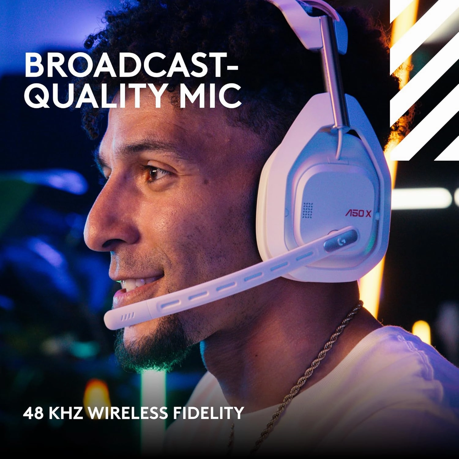 Logitech G Astro A50 X Omni-Platform Wireless Gaming Headset   Base Station for PS5, Xbox, PC: PLAYSYNC Video & Audio Switcher, HDMI 2.1 4K 120Hz VRR, <24 bit/48 kHz, 24hr Battery, 2.4GHz & BT - White