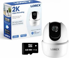 Lorex 4MP Pan & Tilt Indoor Smart Security Camera - Wireless 2K Wi-Fi Camera with Person Detection, Privacy Mode, 2-Way Talk, Smart Home Compatibility, 360° Pan/Tilt View - Free 16GB Micro SD