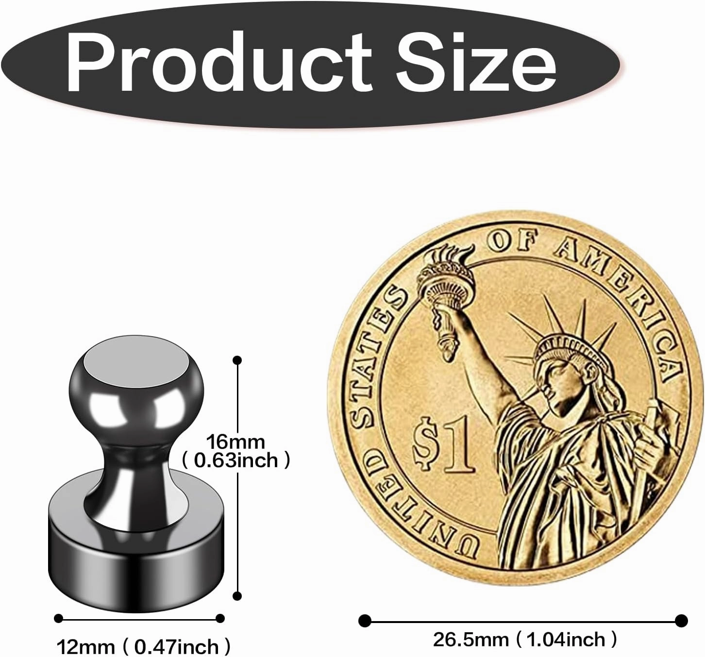 LOVIMAG 30Pcs Fridge Magnets Small Refrigerator Magnets, Black Neodymium Magnets for Whiteboard Strong Fridge Magnets Adult, Push Pin Magnets for Kitchen, Office, Classroom, Picture, Locker
