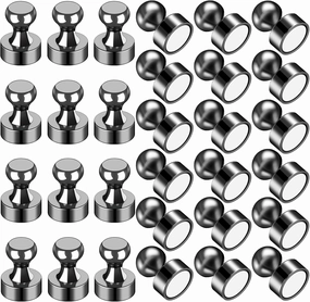 LOVIMAG 30Pcs Fridge Magnets Small Refrigerator Magnets, Black Neodymium Magnets for Whiteboard Strong Fridge Magnets Adult, Push Pin Magnets for Kitchen, Office, Classroom, Picture, Locker