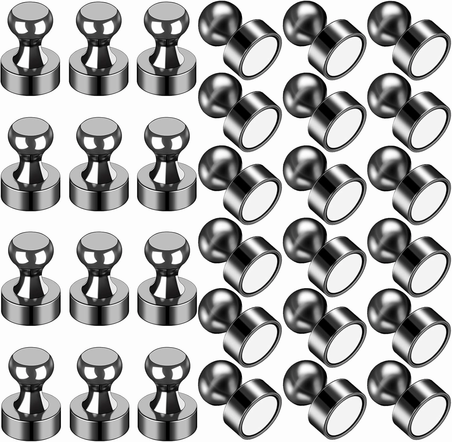 LOVIMAG 30Pcs Fridge Magnets Small Refrigerator Magnets, Black Neodymium Magnets for Whiteboard Strong Fridge Magnets Adult, Push Pin Magnets for Kitchen, Office, Classroom, Picture, Locker
