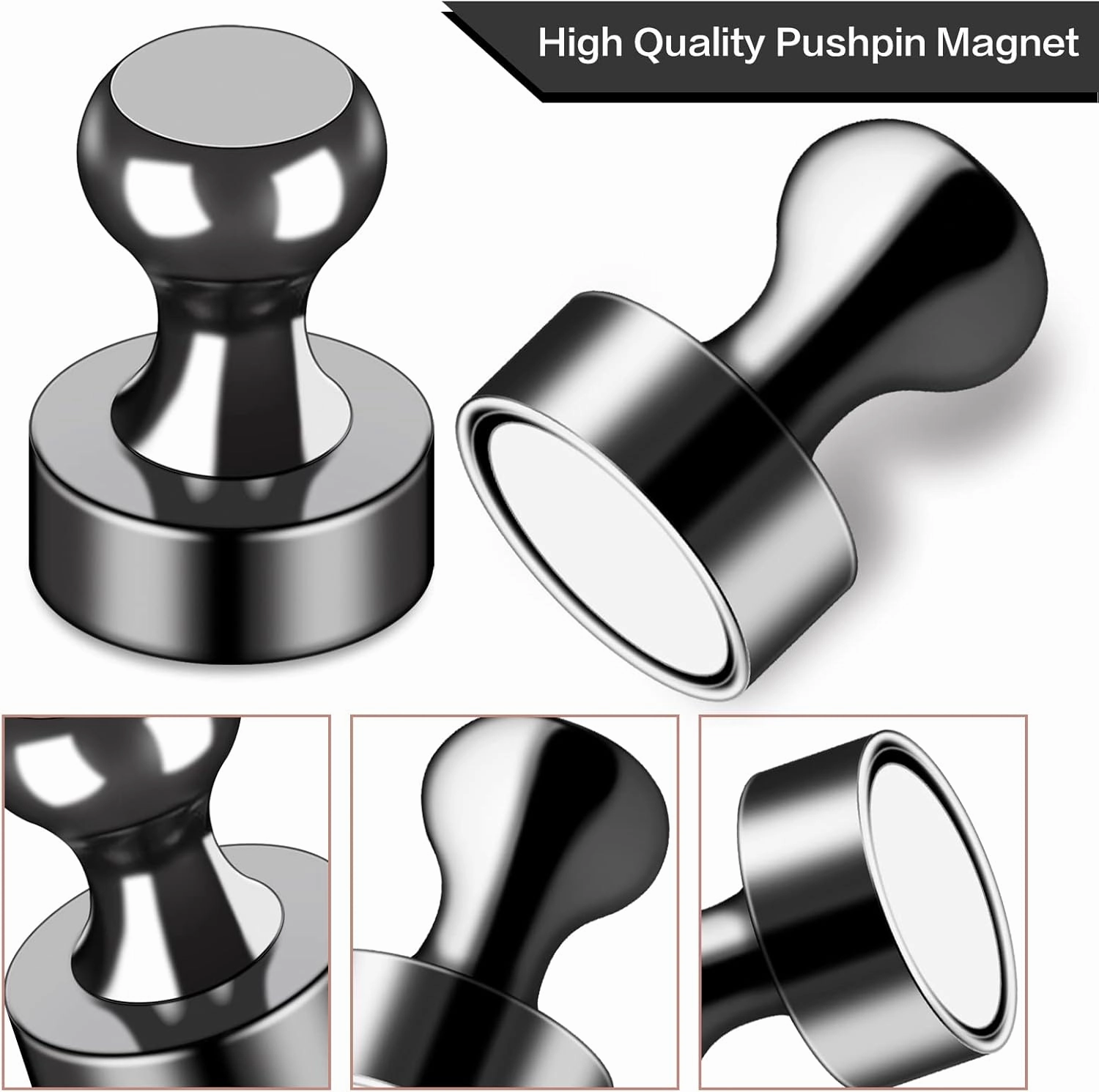 LOVIMAG 30Pcs Fridge Magnets Small Refrigerator Magnets, Black Neodymium Magnets for Whiteboard Strong Fridge Magnets Adult, Push Pin Magnets for Kitchen, Office, Classroom, Picture, Locker