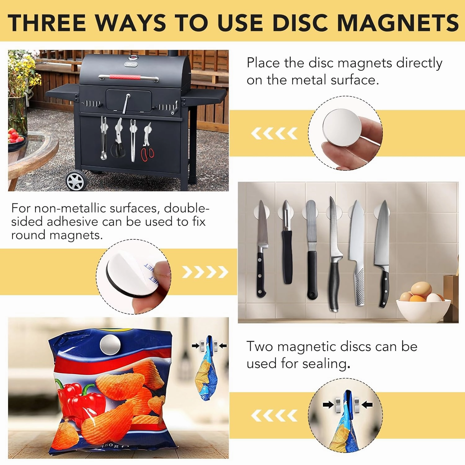 LOVIMAG Strong Rare Earth Neodymium Magnets, Powerful Disc Magnets with Double-Sided Adhesive, Heavy Duty for Fridge, Office, Science, DIY - 1.26in x 1/8in, Pack of 20 (10 Black, 10 Silver)