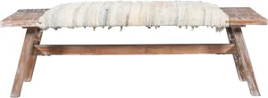 LR Home Brown/Multicolor Handmade Upholstered Bench for Bedroom End of Bed | Bohemian Accent Bench for Living Room, or Entryway Seating | Long Rectangle Sitting Bench | 50" W x 16.5" D x 18" H