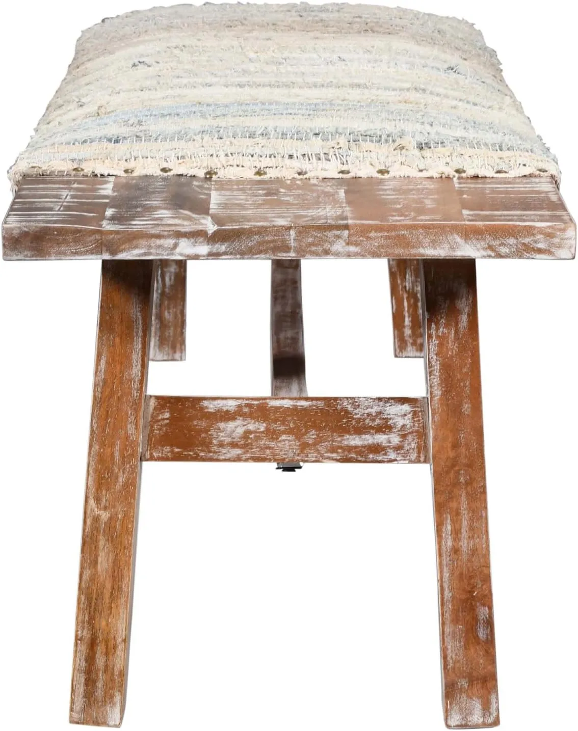 LR Home Brown/Multicolor Handmade Upholstered Bench for Bedroom End of Bed | Bohemian Accent Bench for Living Room, or Entryway Seating | Long Rectangle Sitting Bench | 50" W x 16.5" D x 18" H