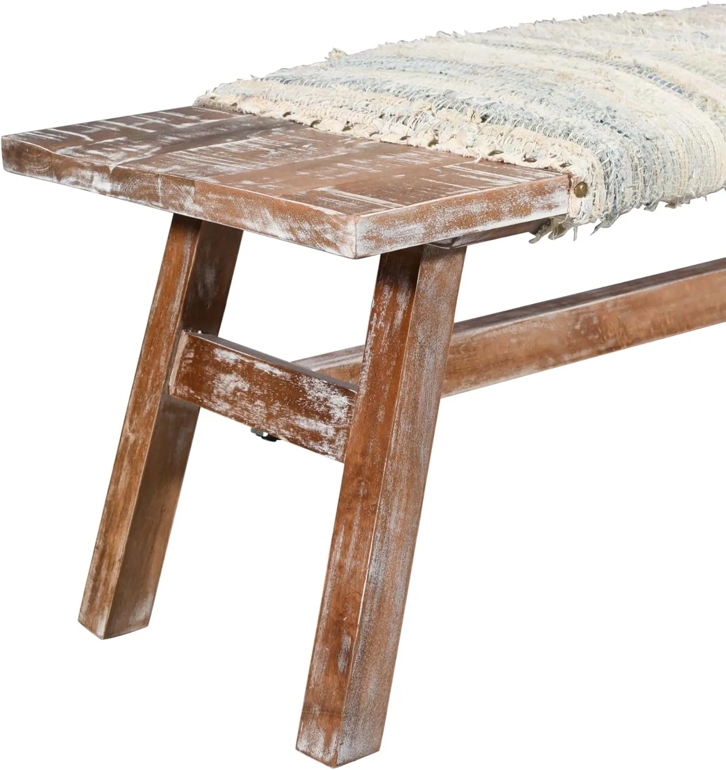 LR Home Brown/Multicolor Handmade Upholstered Bench for Bedroom End of Bed | Bohemian Accent Bench for Living Room, or Entryway Seating | Long Rectangle Sitting Bench | 50" W x 16.5" D x 18" H