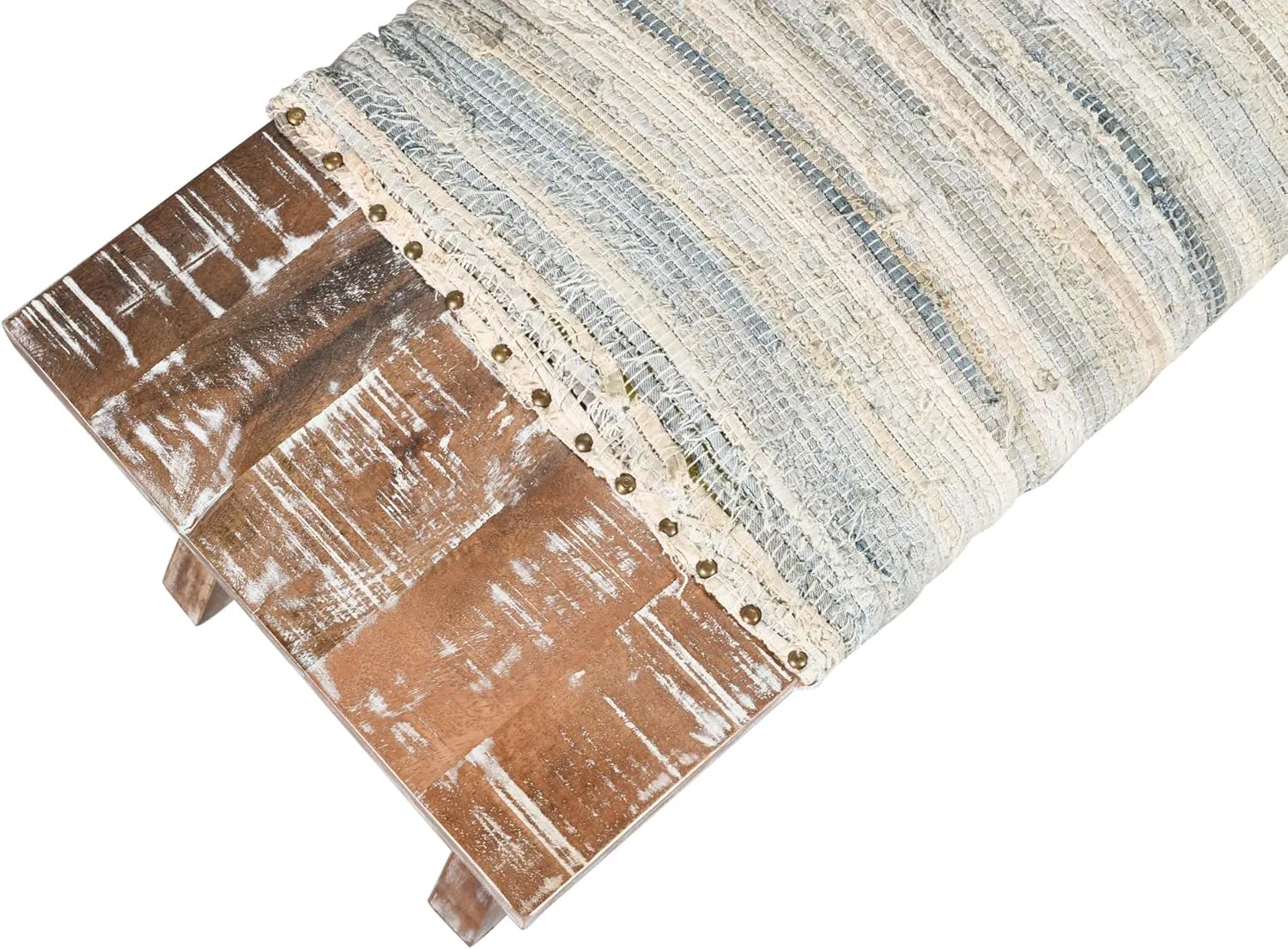 LR Home Brown/Multicolor Handmade Upholstered Bench for Bedroom End of Bed | Bohemian Accent Bench for Living Room, or Entryway Seating | Long Rectangle Sitting Bench | 50" W x 16.5" D x 18" H