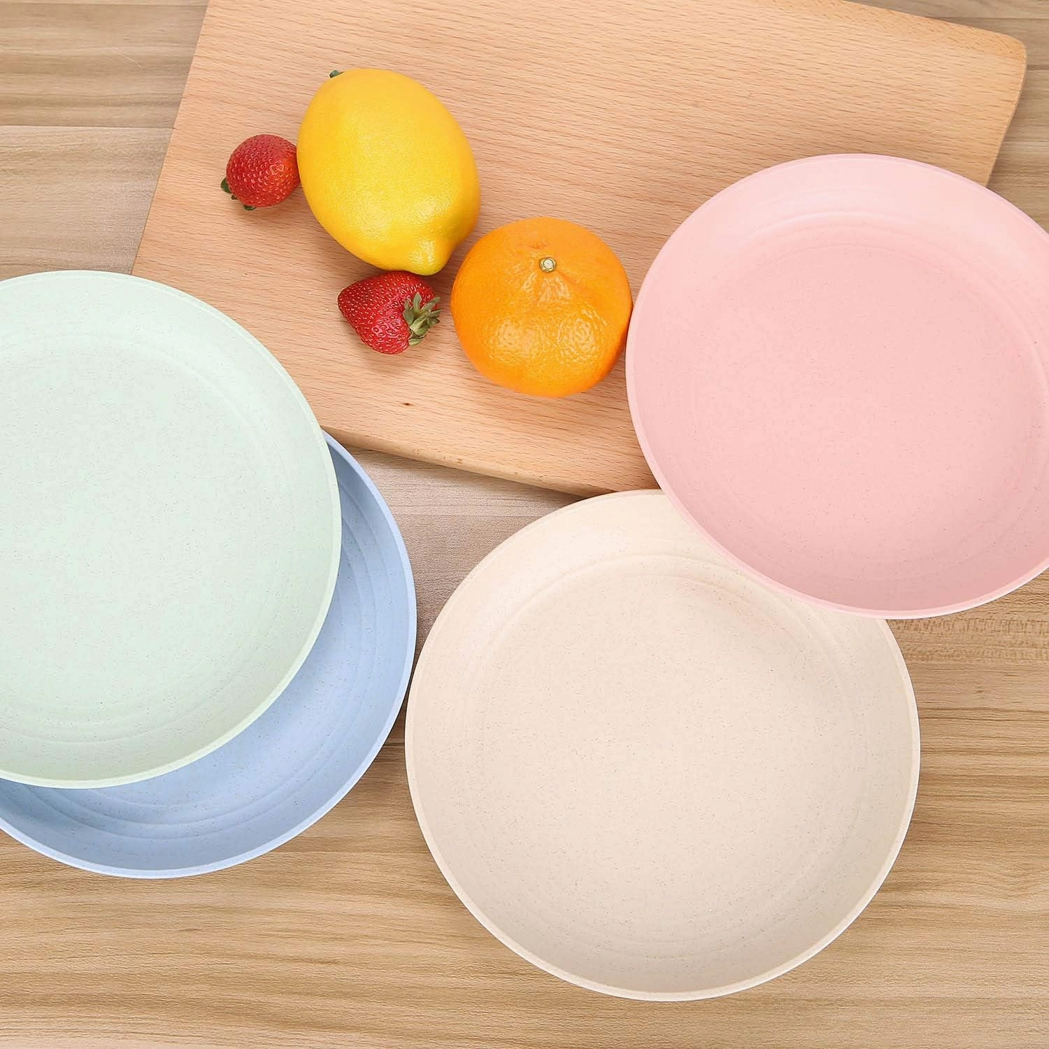LuckyZone 10 Inches Unbreakable Wheat Straw Plates - Reusable Plate Set - Dishwasher & Microwave Safe - Perfect for Dinner Dishes - Healthy, BPA Free & Eco-Friendly (10 Inches)