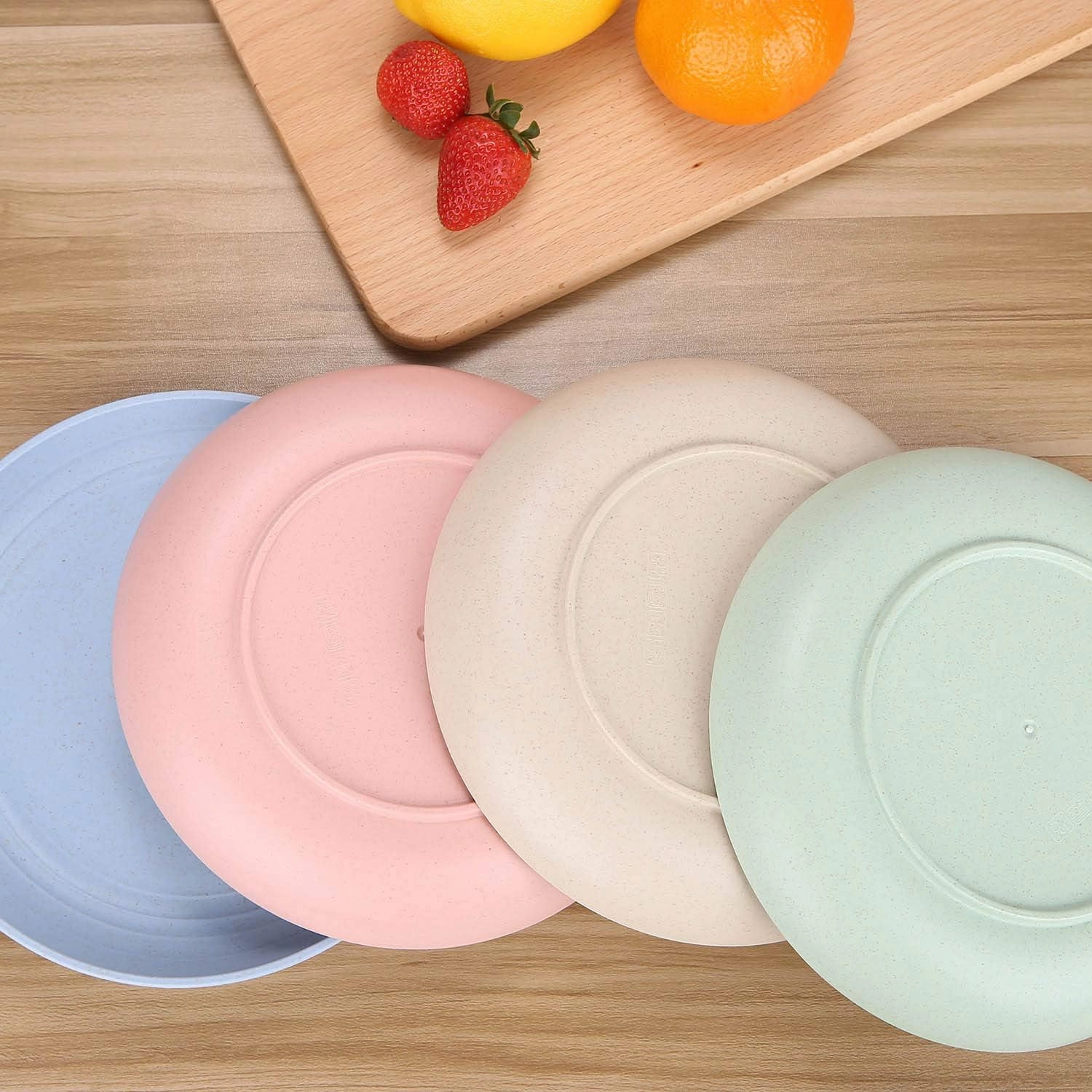 LuckyZone 10 Inches Unbreakable Wheat Straw Plates - Reusable Plate Set - Dishwasher & Microwave Safe - Perfect for Dinner Dishes - Healthy, BPA Free & Eco-Friendly (10 Inches)