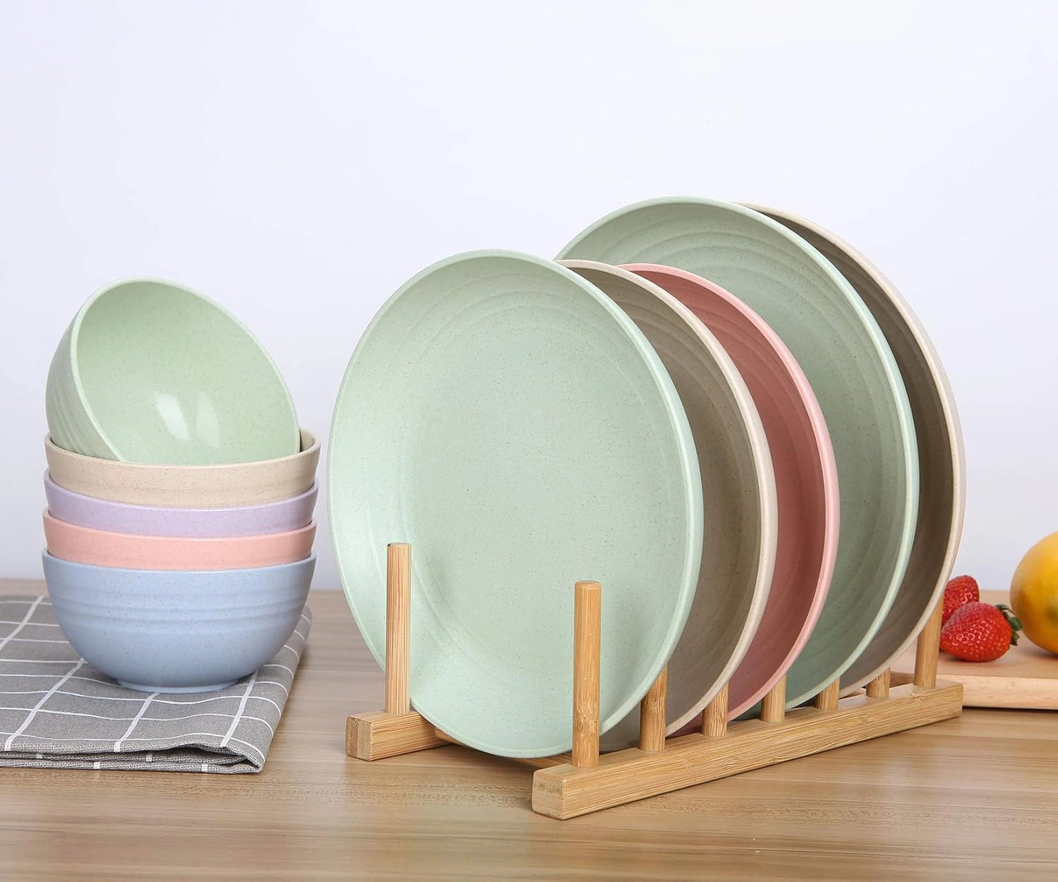 LuckyZone 10 Inches Unbreakable Wheat Straw Plates - Reusable Plate Set - Dishwasher & Microwave Safe - Perfect for Dinner Dishes - Healthy, BPA Free & Eco-Friendly (10 Inches)