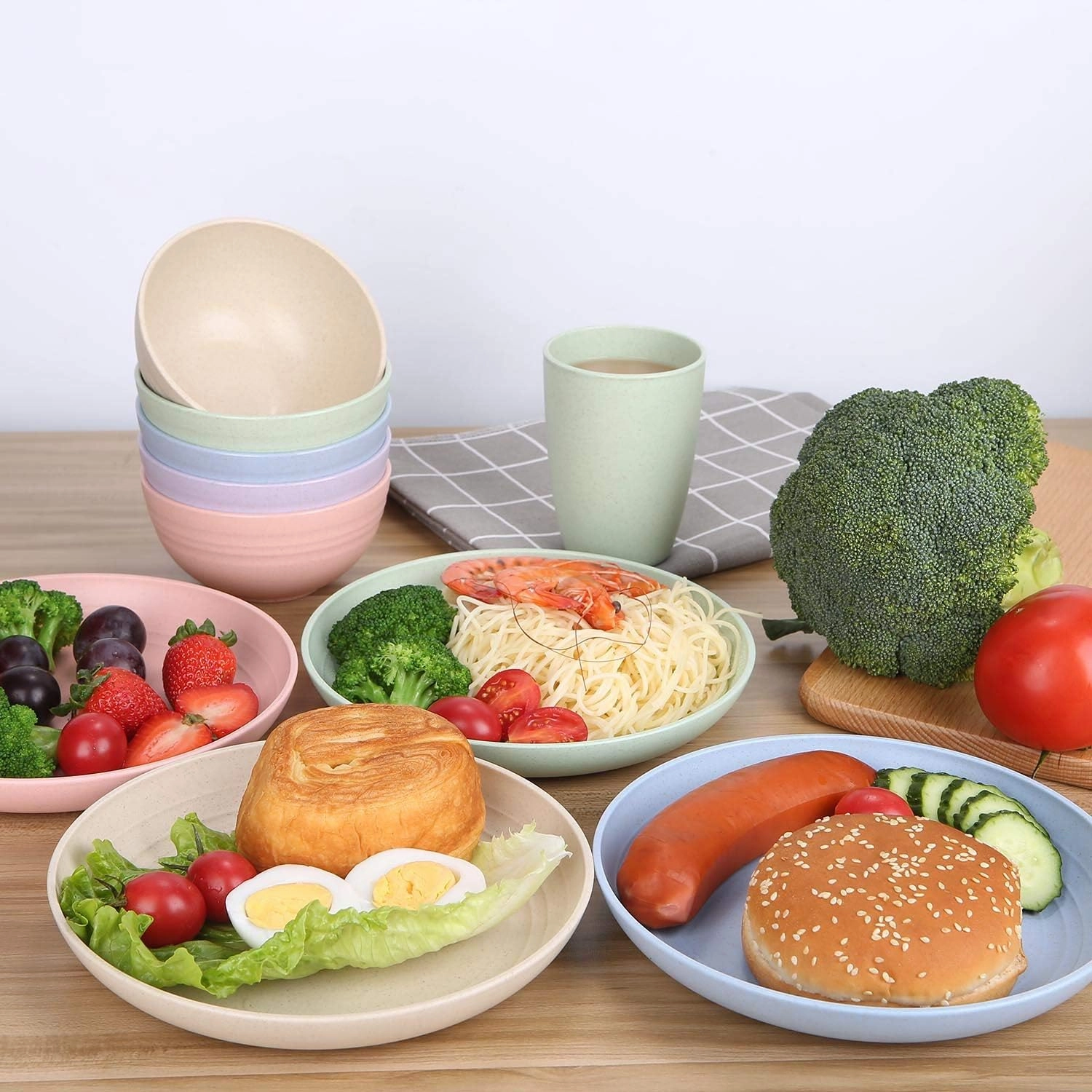 LuckyZone 10 Inches Unbreakable Wheat Straw Plates - Reusable Plate Set - Dishwasher & Microwave Safe - Perfect for Dinner Dishes - Healthy, BPA Free & Eco-Friendly (10 Inches)