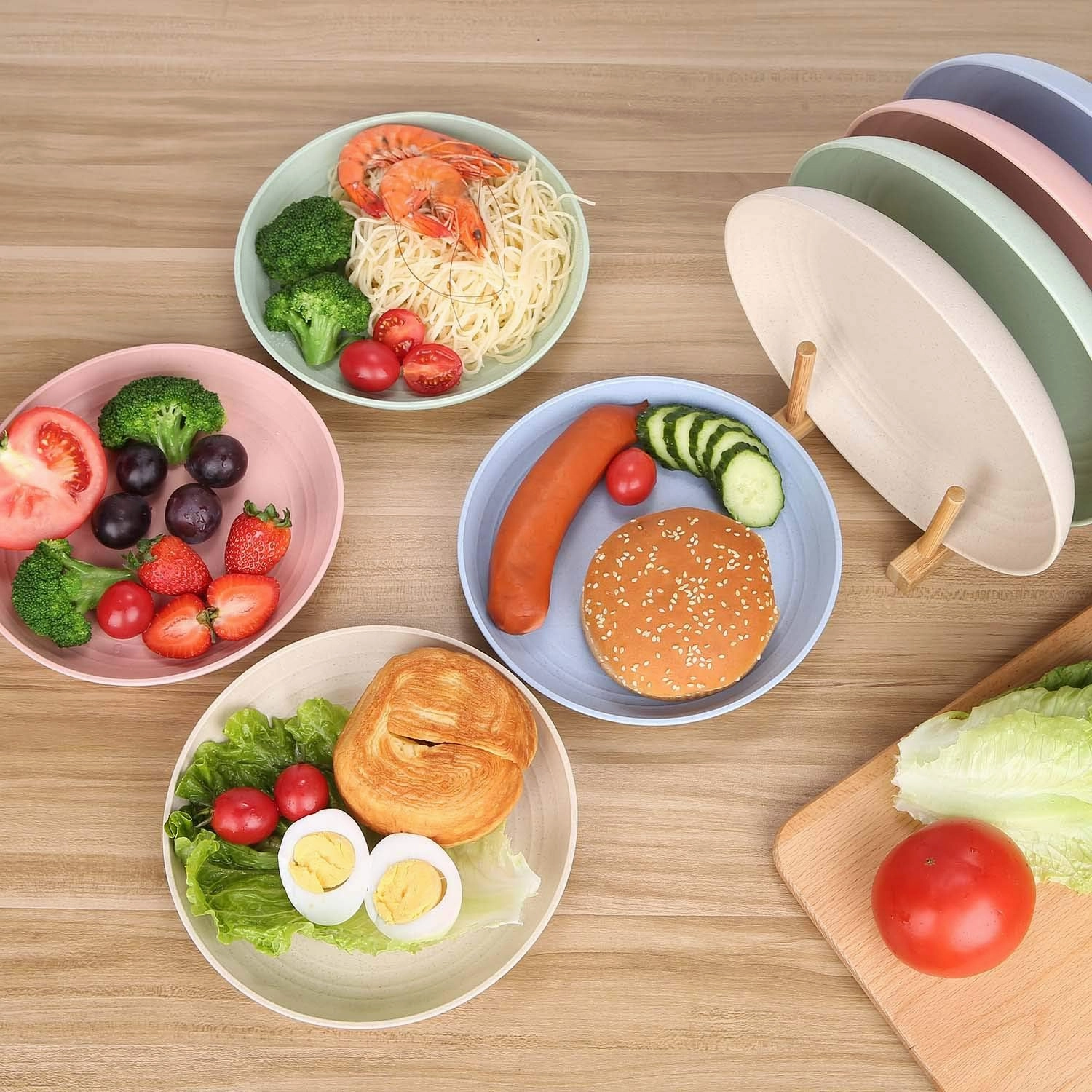 LuckyZone 10 Inches Unbreakable Wheat Straw Plates - Reusable Plate Set - Dishwasher & Microwave Safe - Perfect for Dinner Dishes - Healthy, BPA Free & Eco-Friendly (10 Inches)