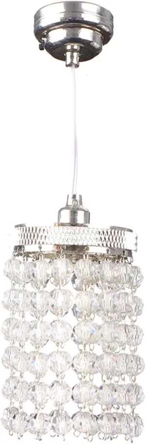 LUOZZY Dollhouse Lights Battery Operated Crystal Miniature Chandelier Led Lighting 1 12 Scale (Silver)