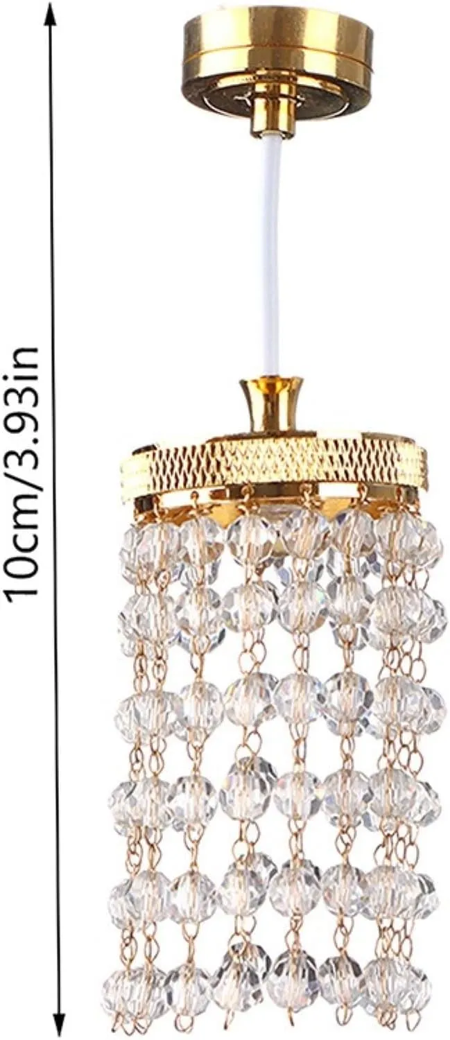LUOZZY Dollhouse Lights Battery Operated Crystal Miniature Chandelier Led Lighting 1 12 Scale (Silver)
