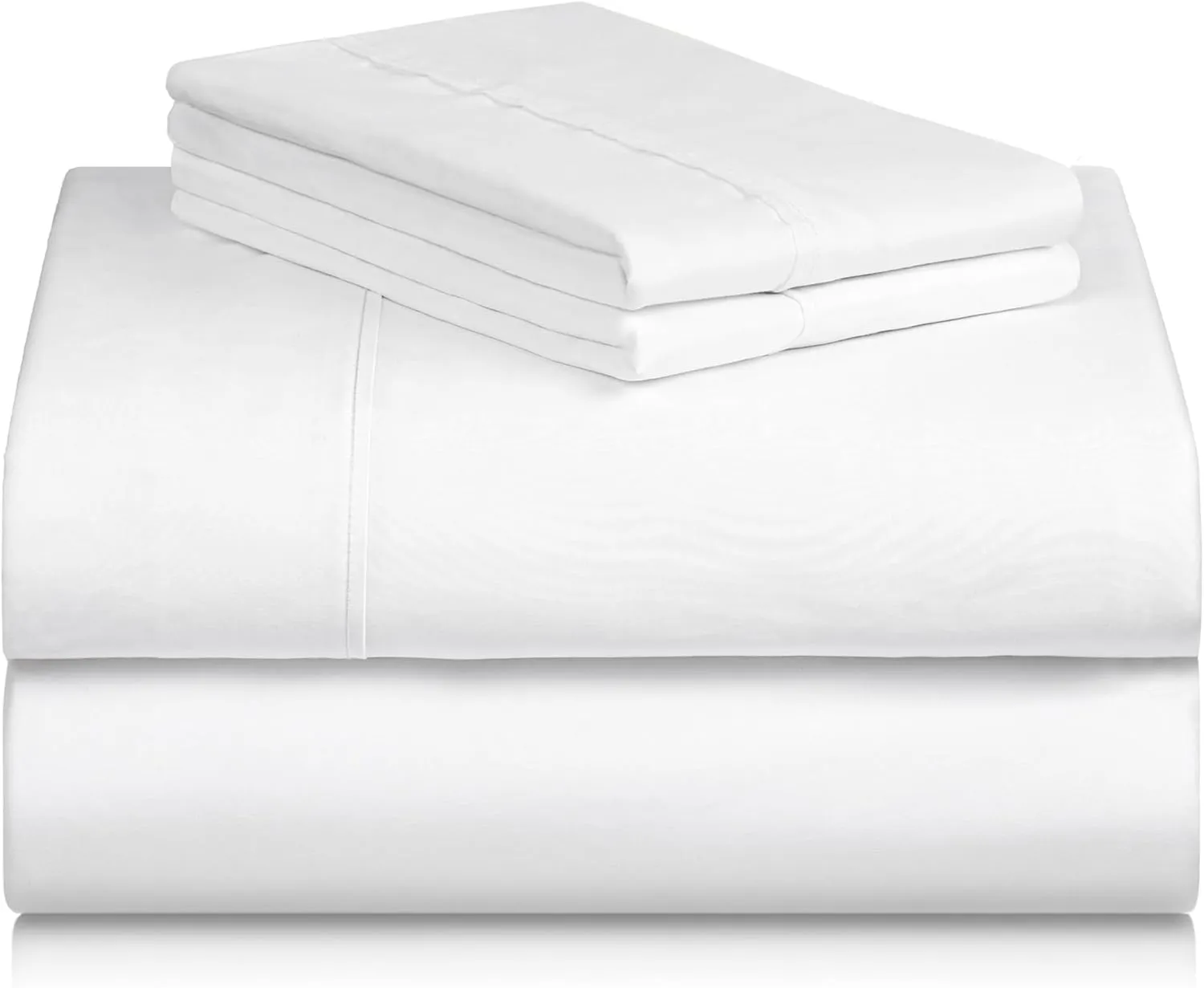 LuxClub 4 PC Queen Sheet Set, Bed Sheets, Deep Pockets 18" Eco Friendly Wrinkle Free Cooling Machine Washable Hotel Bedding Silky Soft - White