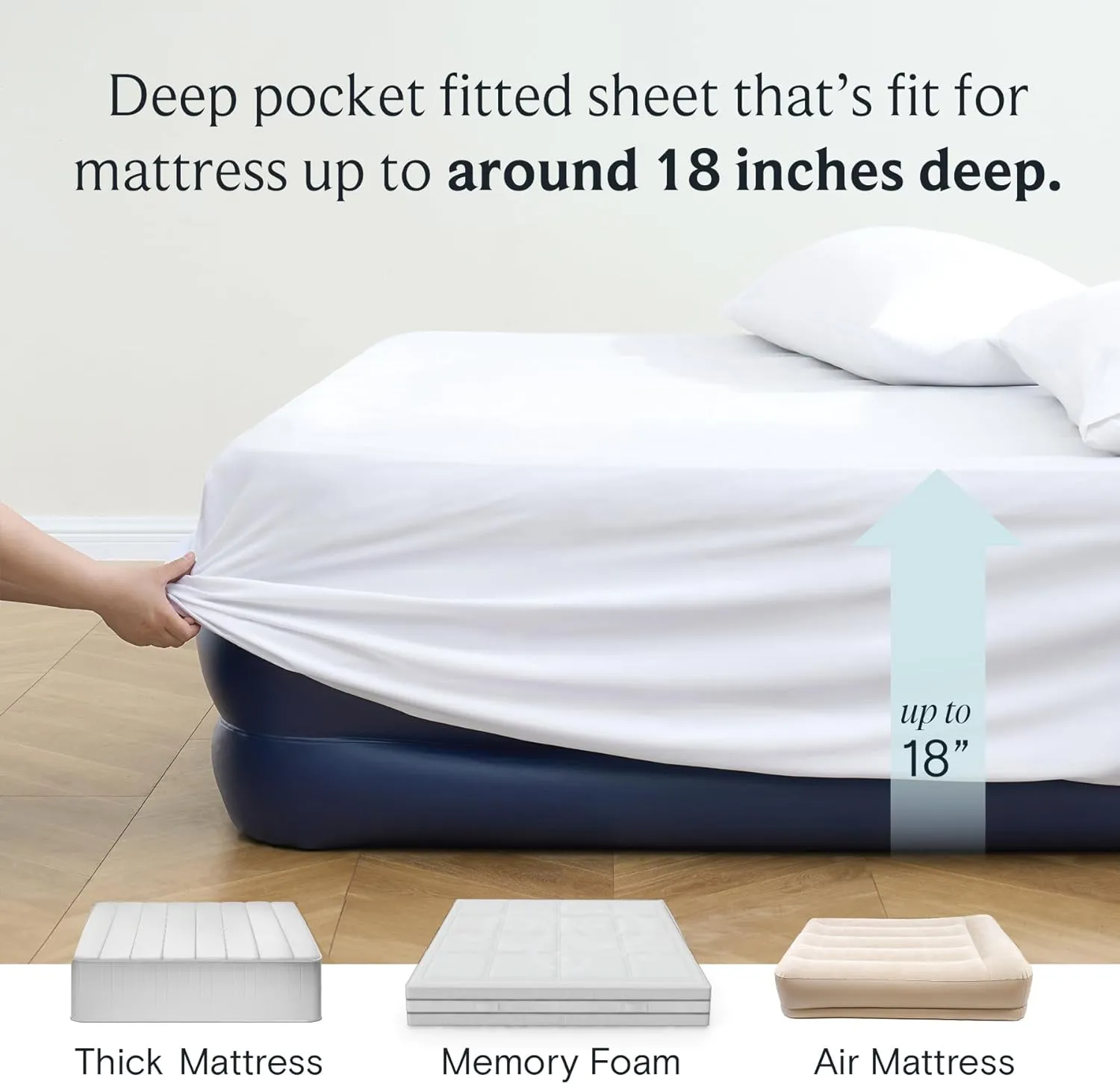 LuxClub 4 PC Queen Sheet Set, Bed Sheets, Deep Pockets 18" Eco Friendly Wrinkle Free Cooling Machine Washable Hotel Bedding Silky Soft - White