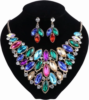 Luxury Crystal Jewelry Set For Brides Necklace Earring Wedding Prom Sets