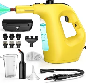 LyriFine Handheld Steam Cleaner, Multipurpose Portable Steam Cleaners for Home Use with Safety Lock, 450ml Steamer for Cleaning, Handheld Steamer for Home with 13 Accessory Kit to Remove Grime Grease