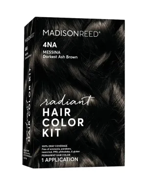 Madison Reed Radiant Hair Color Kit | 4NA Darkest Ash Brown (Messina Brown) for 100% Gray Hair Coverage | Salon Quality Permanent Hair Dye | PPD-Free & Ammonia-Free | (Packaging May Vary) 1 Pack