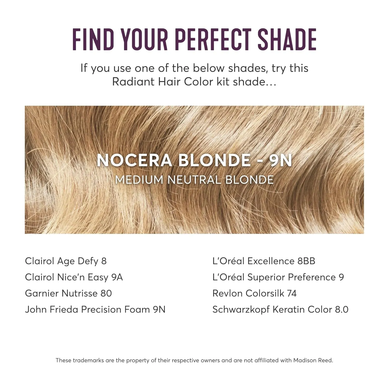 Madison Reed Radiant Hair Color Kit | 9N Medium Neutral Blonde (Nocera Blonde) for 100% Gray Hair Coverage | Salon Quality Permanent Hair Dye | PPD-Free & Ammonia-Free | (Packaging May Vary) 1 Pack