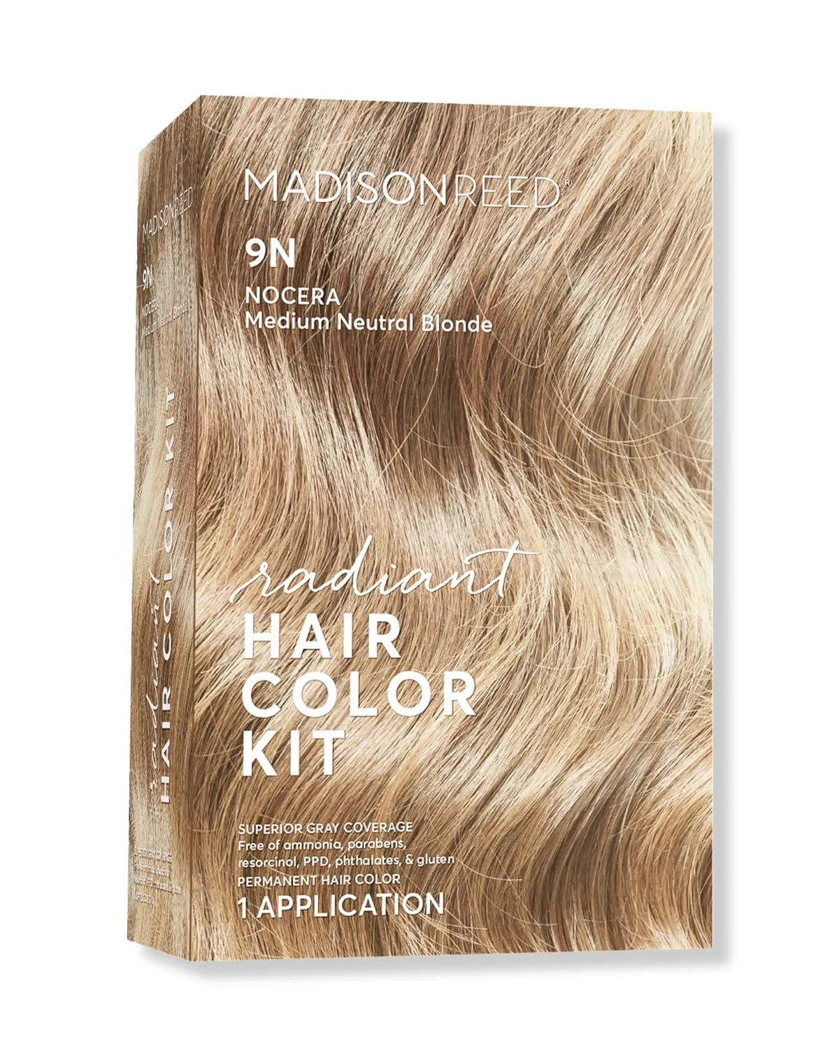 Madison Reed Radiant Hair Color Kit | 9N Medium Neutral Blonde (Nocera Blonde) for 100% Gray Hair Coverage | Salon Quality Permanent Hair Dye | PPD-Free & Ammonia-Free | (Packaging May Vary) 1 Pack