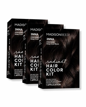 Madison Reed Radiant Hair Color Kit | 3NNA Darkest Brown Black (Positano Black) for 100% Gray Hair Coverage | Salon Quality Permanent Hair Dye | PPD-Free & Ammonia-Free | (Packaging May Vary) 3 Pack