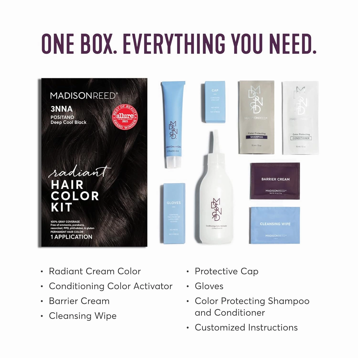 Madison Reed Radiant Hair Color Kit | 3NNA Darkest Brown Black (Positano Black) for 100% Gray Hair Coverage | Salon Quality Permanent Hair Dye | PPD-Free & Ammonia-Free | (Packaging May Vary) 3 Pack