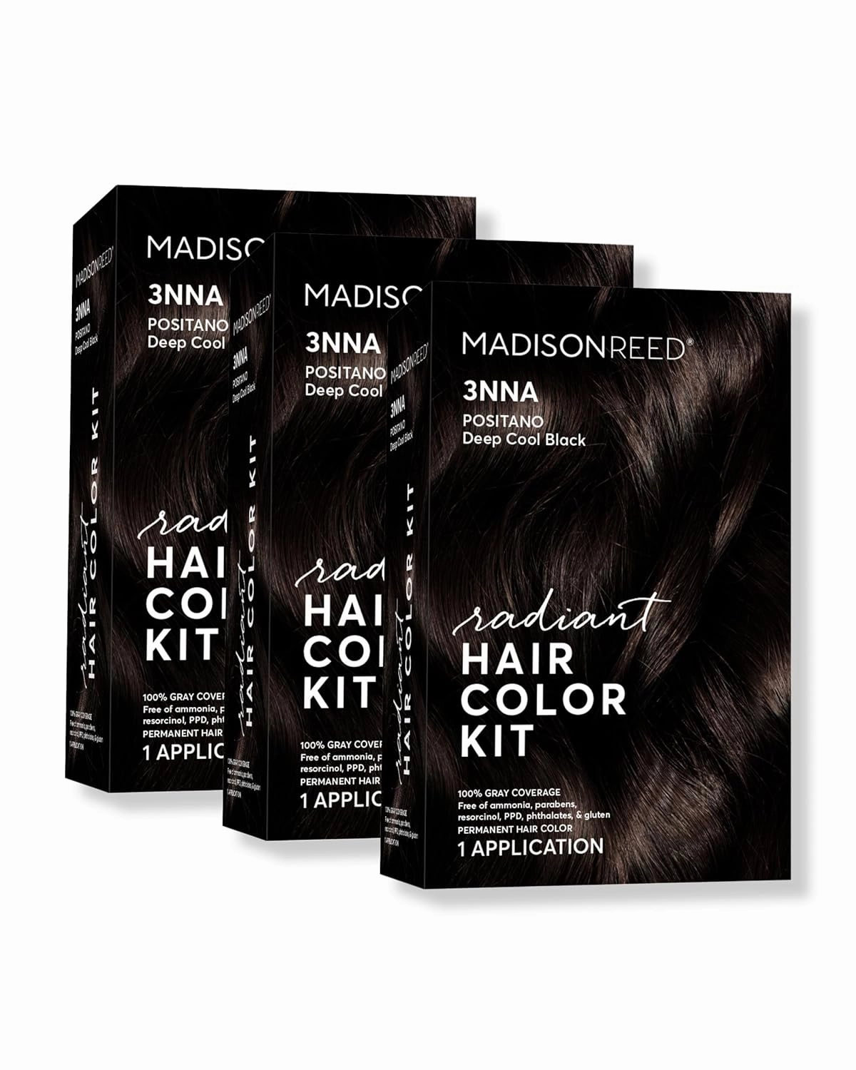 Madison Reed Radiant Hair Color Kit | 3NNA Darkest Brown Black (Positano Black) for 100% Gray Hair Coverage | Salon Quality Permanent Hair Dye | PPD-Free & Ammonia-Free | (Packaging May Vary) 3 Pack