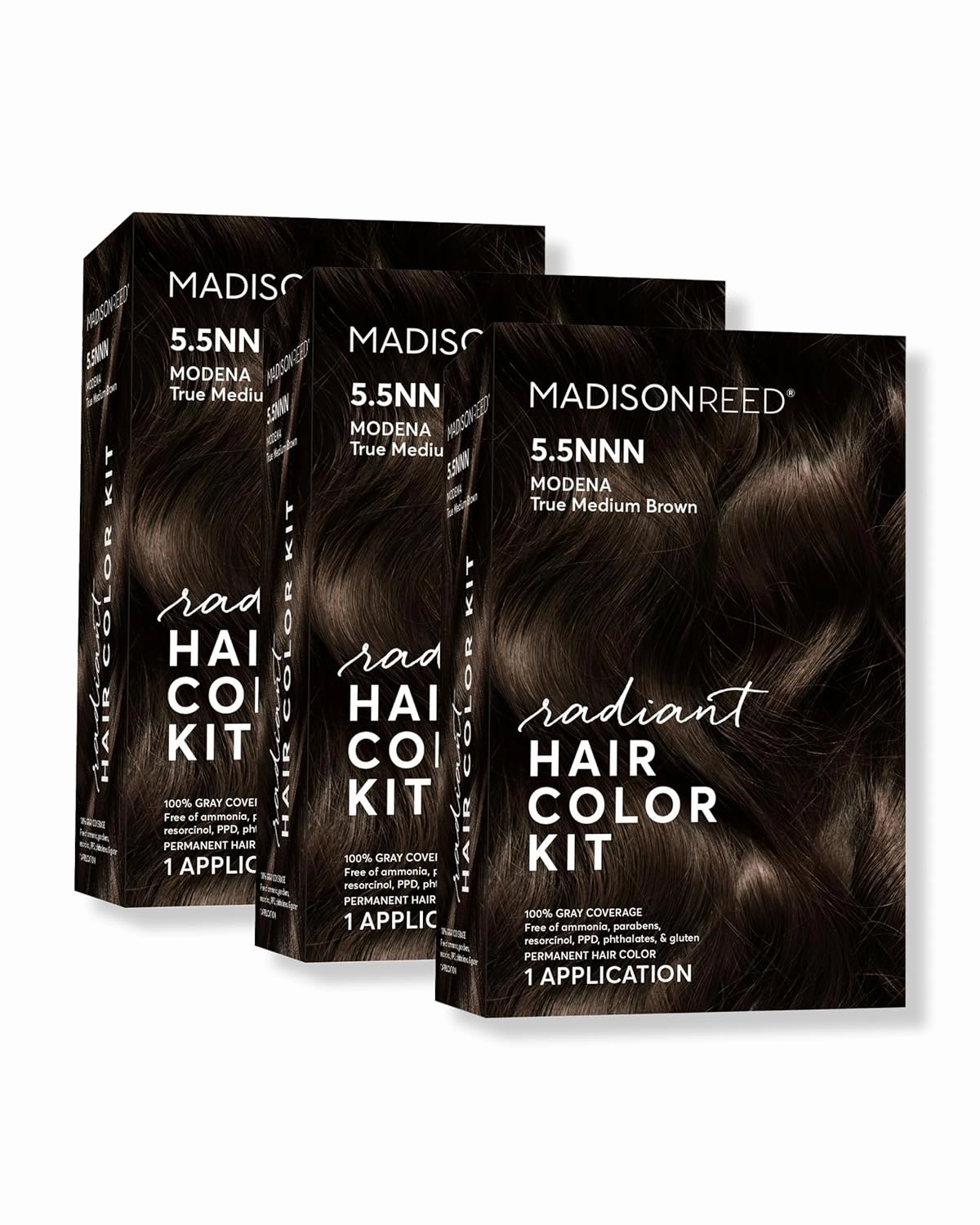 Madison Reed Radiant Hair Color Kit | 5.5NNN Medium Brown (Modena Brown) for 100% Gray Hair Coverage | Salon Quality Permanent Hair Dye | PPD-Free & Ammonia-Free | (Packaging May Vary) 3 Pack