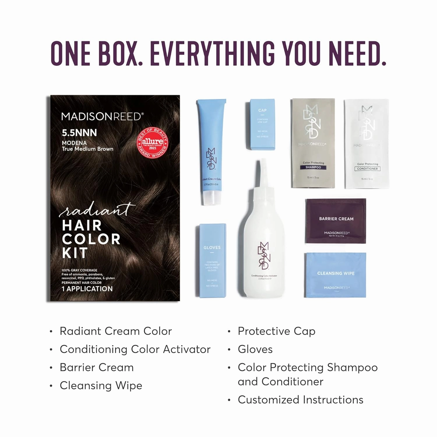 Madison Reed Radiant Hair Color Kit | 5.5NNN Medium Brown (Modena Brown) for 100% Gray Hair Coverage | Salon Quality Permanent Hair Dye | PPD-Free & Ammonia-Free | (Packaging May Vary) 3 Pack