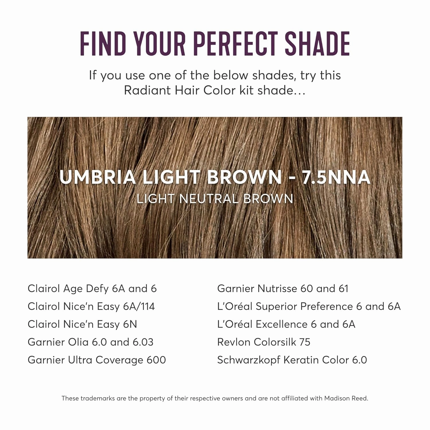 Madison Reed Radiant Hair Color Kit, Light Neutral Brown for 100% Coverage of Resistant Gray Hair, Ammonia-Free, 7.5NNA Umbria Light Brown, Permanent Hair Dye, Pack of 3