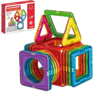 MAGFORMERS Basic Plus 30Piece, Rainbow Colors, Educational Magnetic Geometric Shapes Tiles Building STEM Toy Set Ages 3 