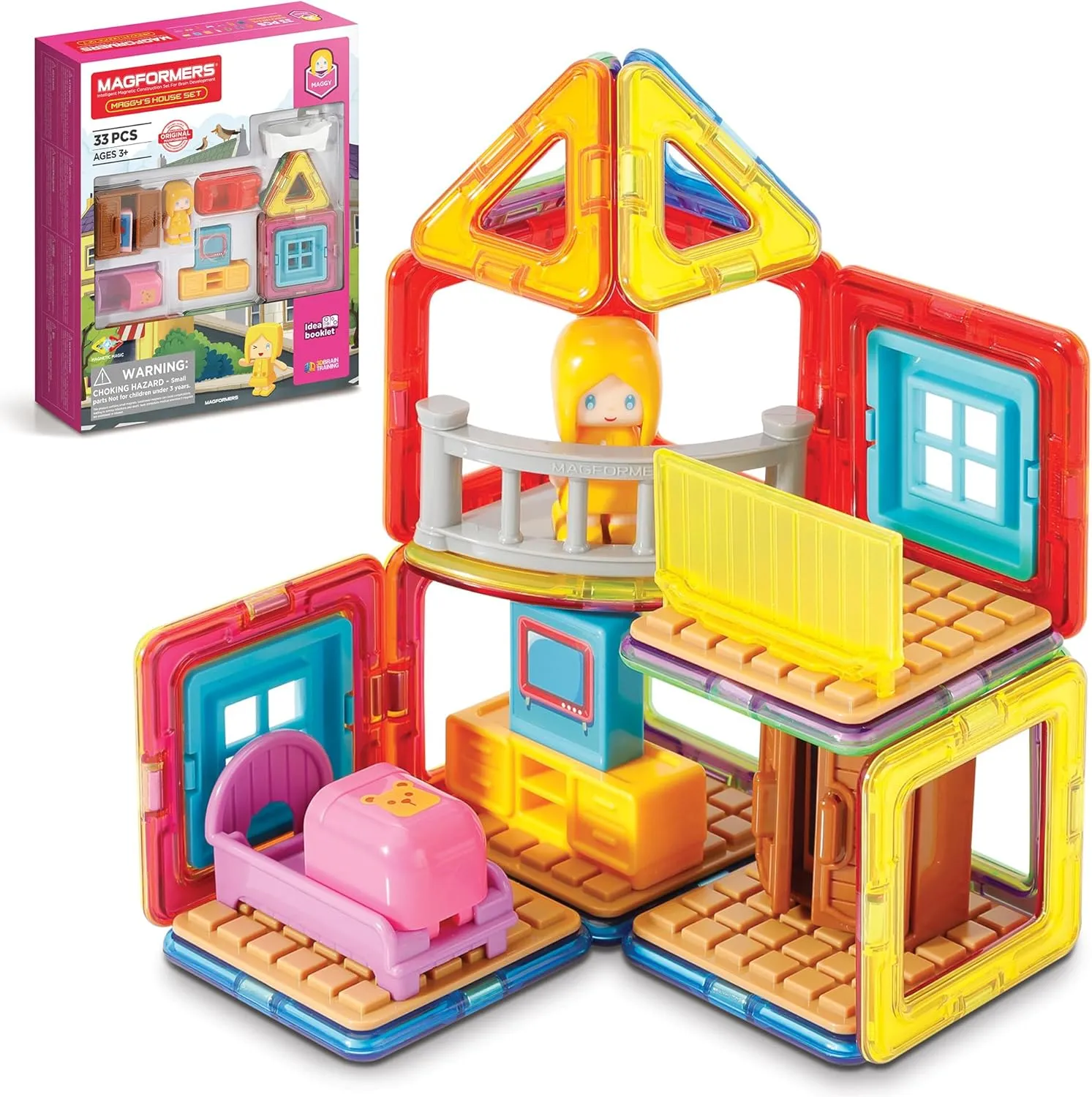 Magformers Maggy's House Set, Rainbow Colors, Educational Magnetic Geometric Shapes Tiles, Building STEM Toy Set, Ages 3 