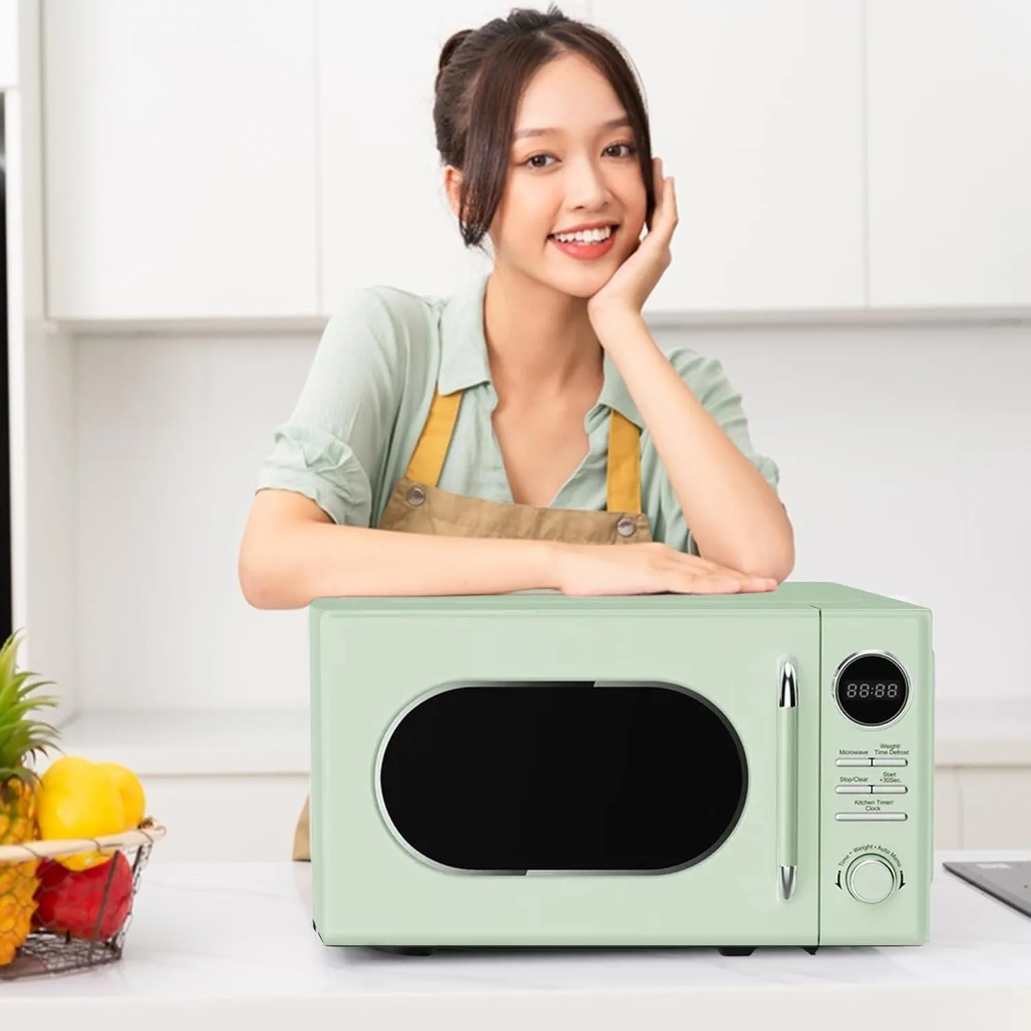 Magic Chef Countertop Microwave, Classic Retro Touch Small Appliance, 0.7 Cubic Ft, Green