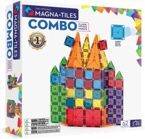 MAGNA-TILES Combo 62-Piece Magnetic Construction Set, The Original Magnetic Building Brand