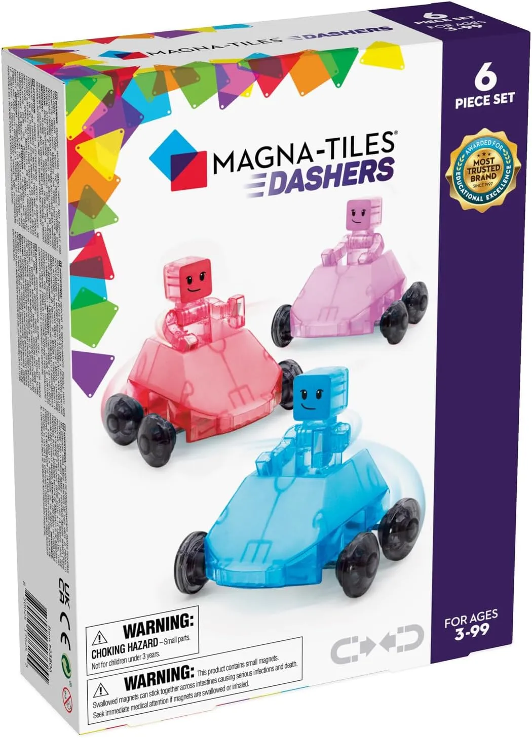 MAGNA-TILES Dashers 6-Piece Magnetic Construction Set, The Original Magnetic Building Brand, Small