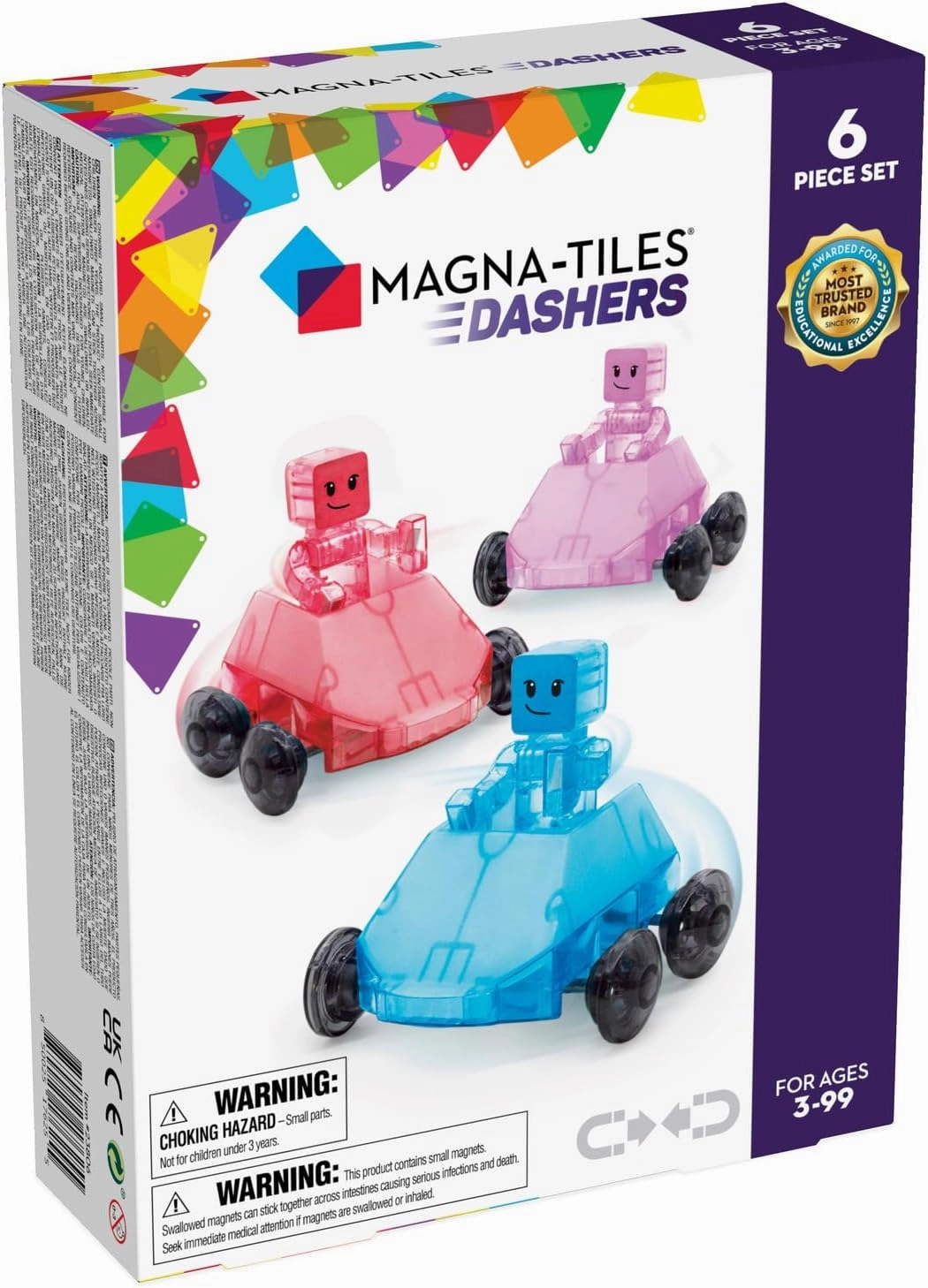 MAGNA-TILES Dashers 6-Piece Magnetic Construction Set, The Original Magnetic Building Brand, Small