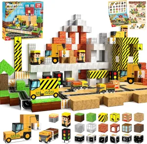 Magnetic Blocks-100PCS Magnetic Building Blocks, Magnetic Blocks Road with Car STEM Toddler Kids Toys, Construction Toys for Kids Ages 3 , Christmas Birthday Gifts for Boys & Girls