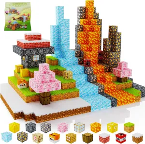 Magnetic Blocks 100PCS,Mine World Craft Toys for Boys 6-8,Magnet Cubes for Kids,Volcano Magnetic Stress Relief Blocks,Building Cubes0.8In,Puzzle Games,Building Toys