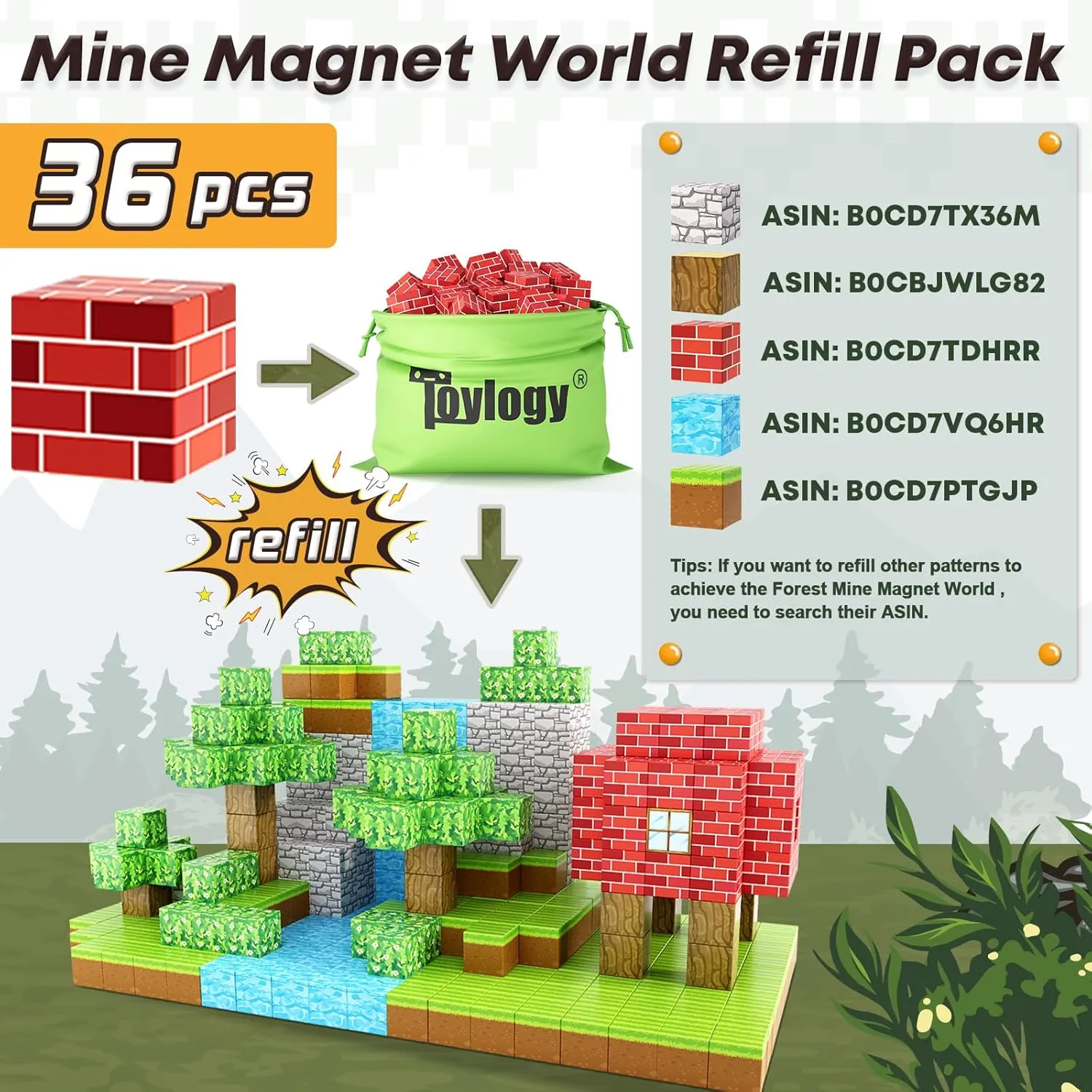 Magnetic Blocks-Build Mine Magnet World Brick Edition, Magnetic Toys for Boys & Girls Age 3-4 4-5 6-8, STEM Montessori Sensory Toys for Toddlers Gifts for 3  Years Old Girls Boys