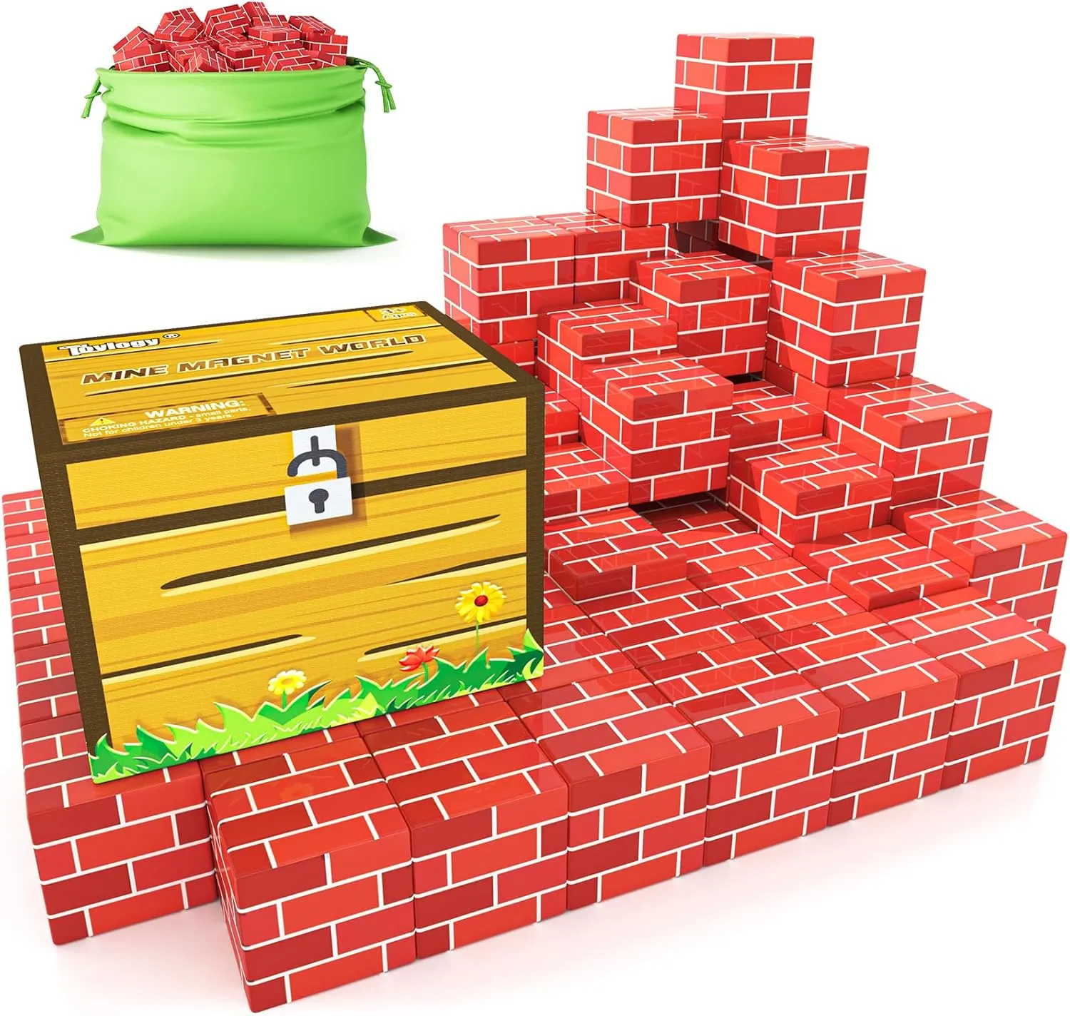 Magnetic Blocks-Build Mine Magnet World Brick Edition, Magnetic Toys for Boys & Girls Age 3-4 4-5 6-8, STEM Montessori Sensory Toys for Toddlers Gifts for 3  Years Old Girls Boys