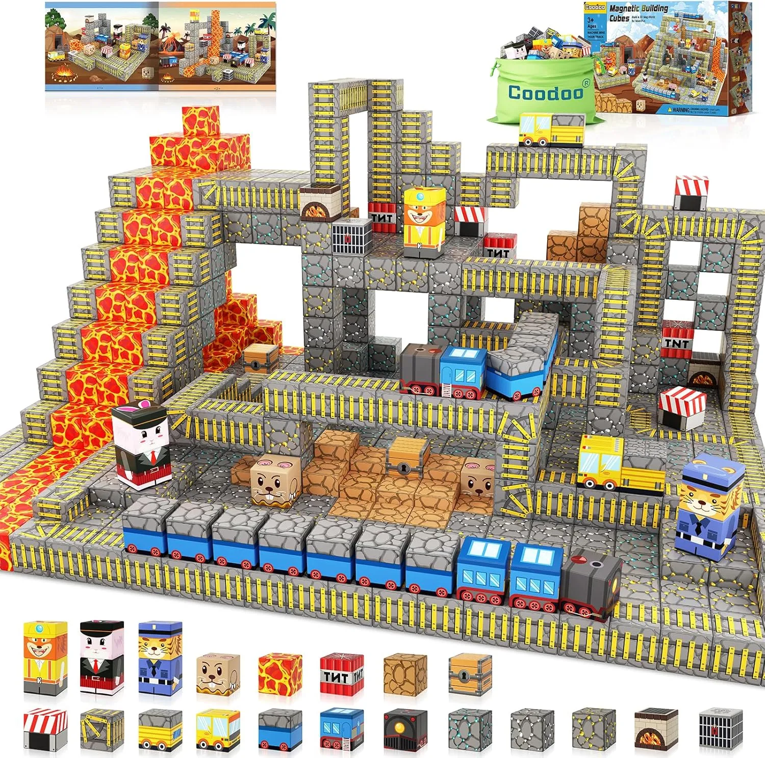 Magnetic Blocks - Build Mine Magnet World Mine Train Track Set, Magnetic Building Blocks Toddler Toys STEM Sensory Outdoor Toys for 3  Year Old Boys & Girls, Kids Toy for Ages 4-6 6-8 5-7